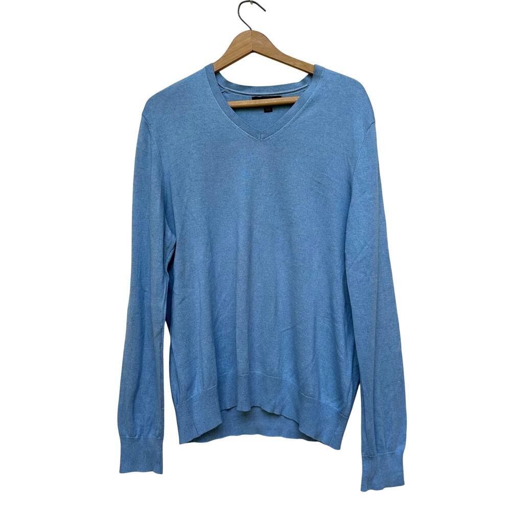Banana Republic Blue V-Neck Sweater Silk Cotton Cashmere Blend – Size Large